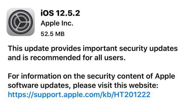 赞皇苹果手机维修分享iOS12.5.2发布，建议所有老苹果用户安装 